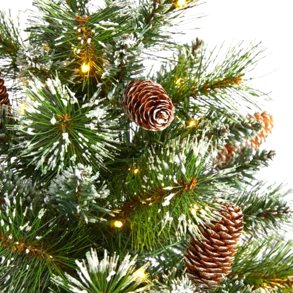 2ft. Pre-Lit Frosted Pine Artificial Christmas Tree with Pinecones - Picture 3 of 9